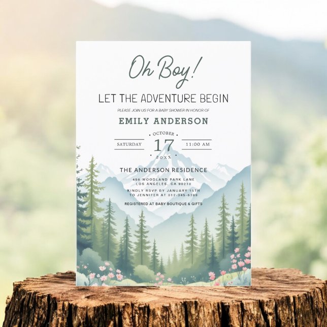 Let Adventure Begin Woodland Forest Baby Shower Invitation (Creator Uploaded)