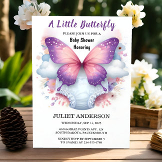 Let Bug Boho Soft Glow Live Butterfly Baby Shower Invitation