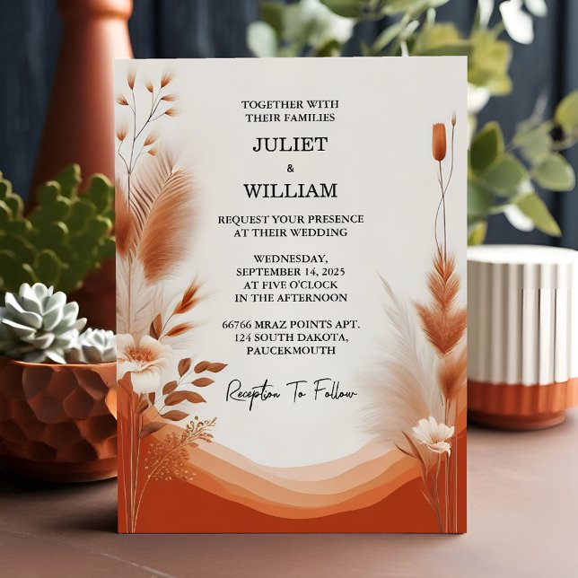 Let Desert Rustic Boho Autumn Ombre Brown Wedding Invitation (Creator Uploaded)
