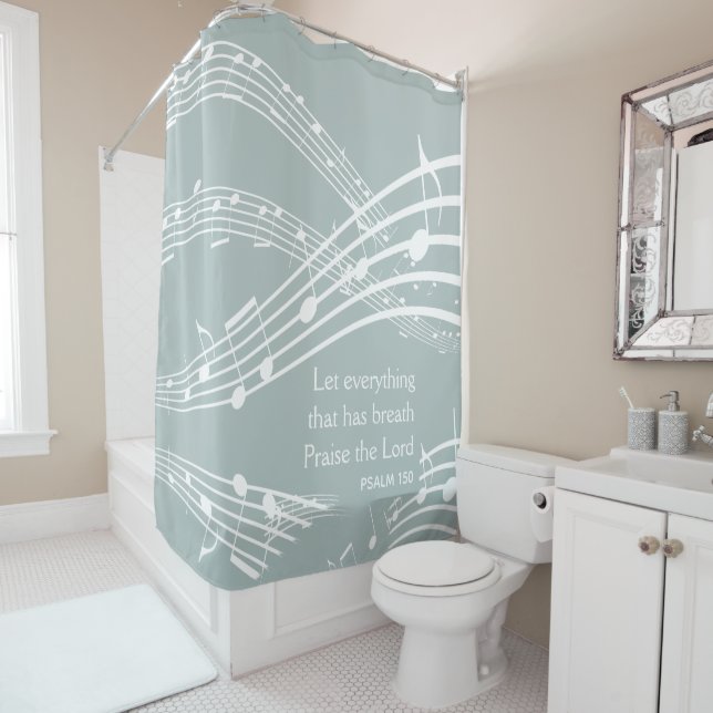 LET EVERYTHING THAT HAS BREATH Music Notes Shower Curtain (In Situ)