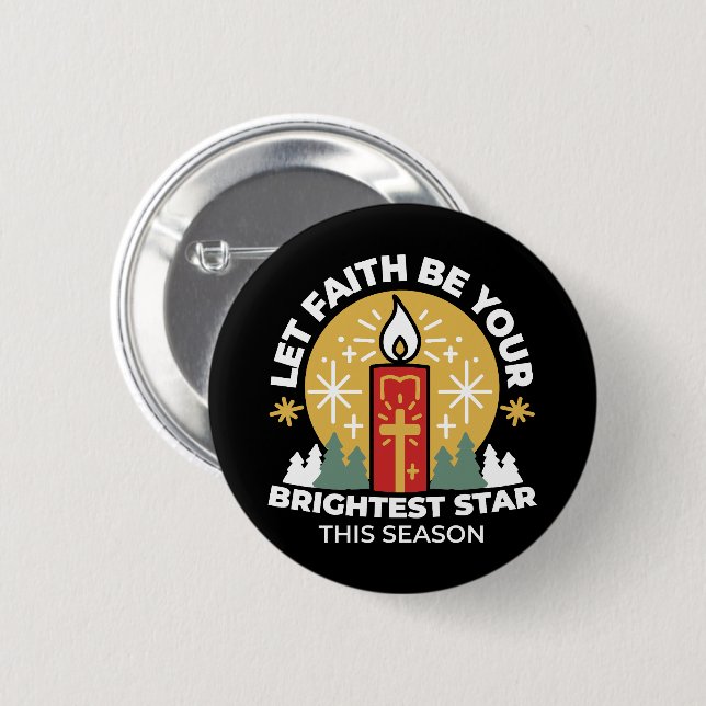 Let Faith Be Your Brightest Star Candle Art 6 Cm Round Badge (Front & Back)
