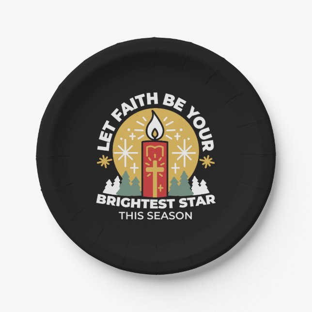 Let Faith Be Your Brightest Star Candle Art Paper Plate (Front)