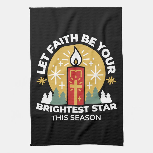 Let Faith Be Your Brightest Star Candle Art Tea Towel (Vertical)