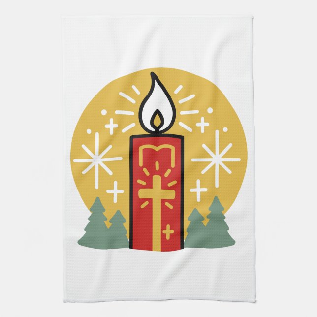 Let Faith Be Your Brightest Star Candle Art Tea Towel (Vertical)