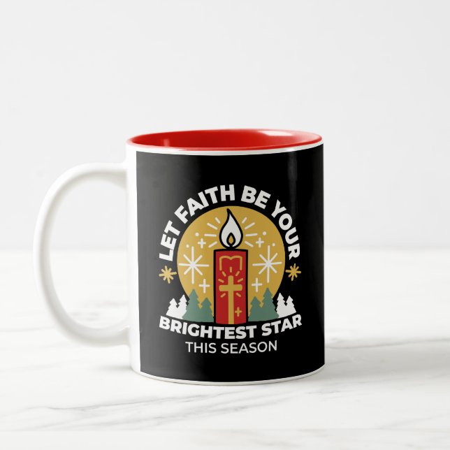 Let Faith Be Your Brightest Star Candle Art Two-Tone Coffee Mug (Left)