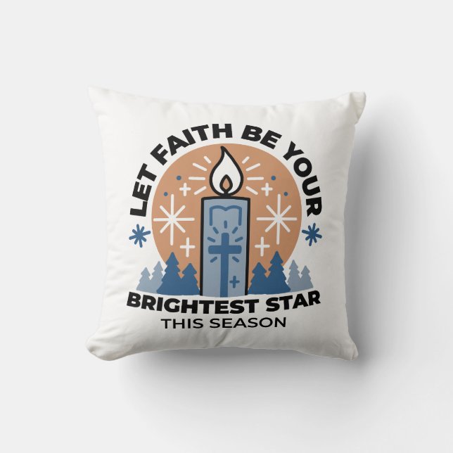 Let Faith Shine Bright: Winter Theme Cushion (Front)