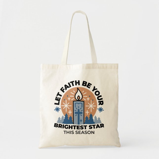 Let Faith Shine Bright: Winter Theme Tote Bag (Front)