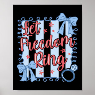 Let Freedom Ring 4th Of July Retro American Bride Poster