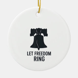 Let Freedom Ring Bell Silhouette Modern US Patriot Ceramic Tree Decoration