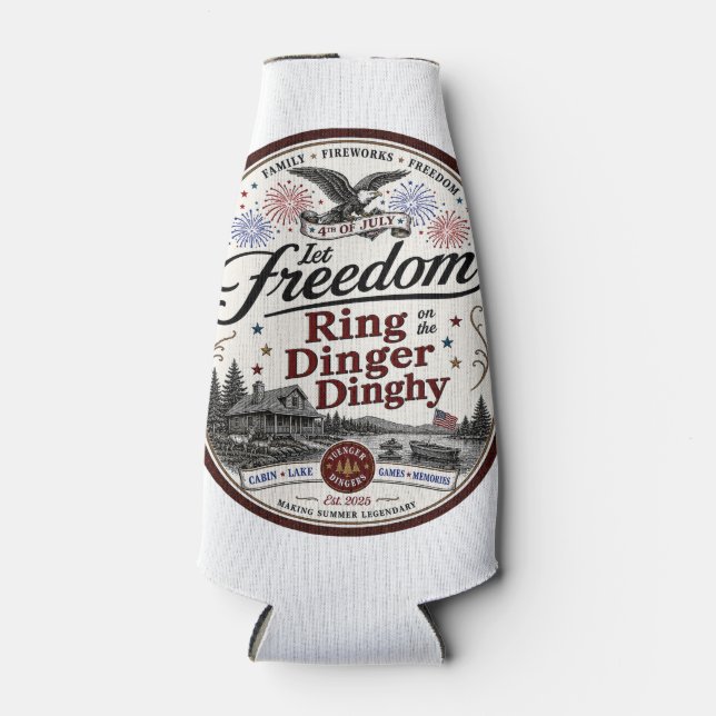 Let Freedom Ring Ding Dinghy Yuenger Dinger's 4th  Bottle Cooler (Front)