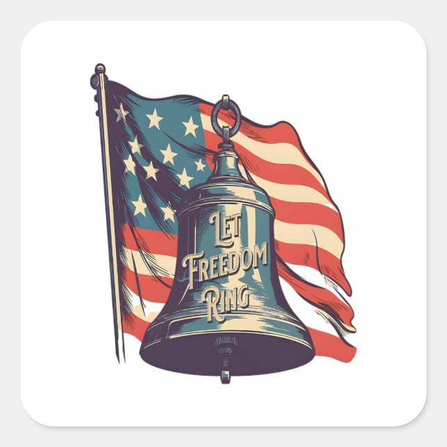 Let Freedom Ring Funny Sloth Square Sticker (Front)