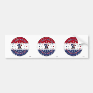 Let Freedom Ring Liberty Bell 13 & 50 Stars round Bumper Sticker