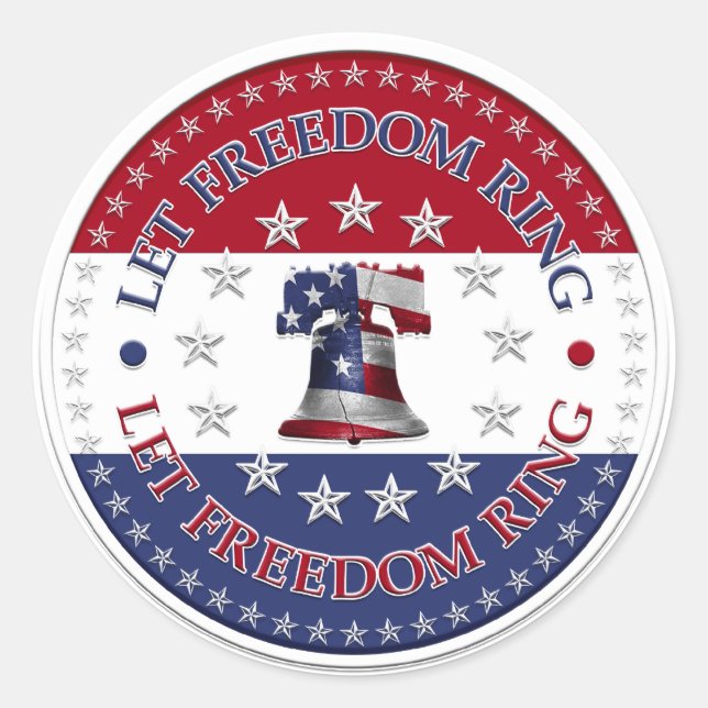 Let Freedom Ring Liberty Bell 13 & 50 Stars round Classic Round Sticker (Front)
