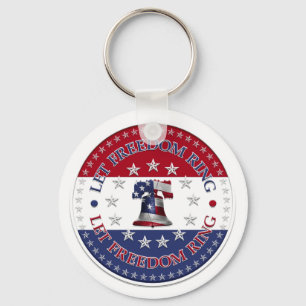 Let Freedom Ring Liberty Bell 13 & 50 Stars round Key Ring