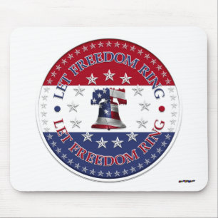 Let Freedom Ring Liberty Bell 13 & 50 Stars round Mouse Mat