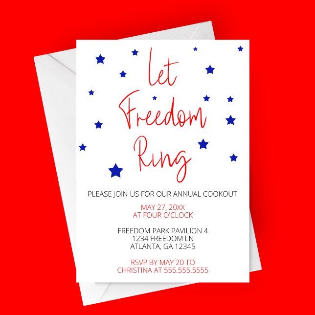 Let Freedom Ring MInimalist Party Invitation (Let Freedom Ring | 4th of July Party Invitation | Minimalist 4th of July Party Invitation)