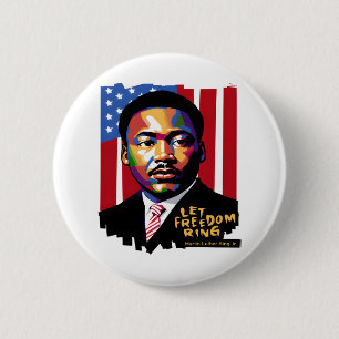 Let Freedom Ring, MLK Quote, Black History 6 Cm Round Badge