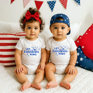 Let Freedom Ring Patriotic Typography Baby Bodysuit