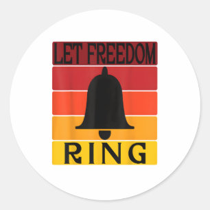 Let Freedom Ring Retro Sunset Bell Classic Round Sticker
