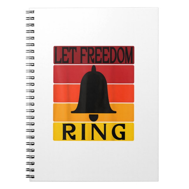 Let Freedom Ring Retro Sunset Bell Notebook (Front)