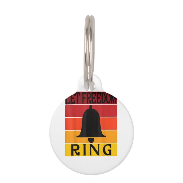 Let Freedom Ring Retro Sunset Bell Pet Tag (Front)