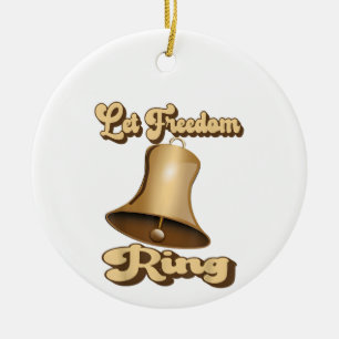 Let Freedom Ring Retro Vintage Bell Ceramic Tree Decoration