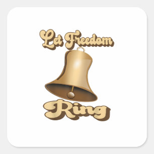Let Freedom Ring Retro Vintage Bell Square Sticker