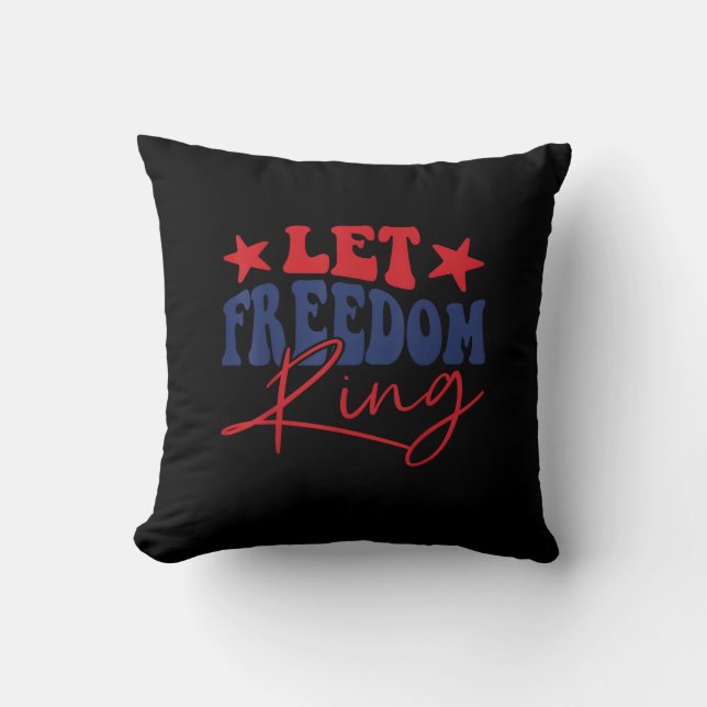 Let Freedom Ring Retro Vintage Cushion (Front)