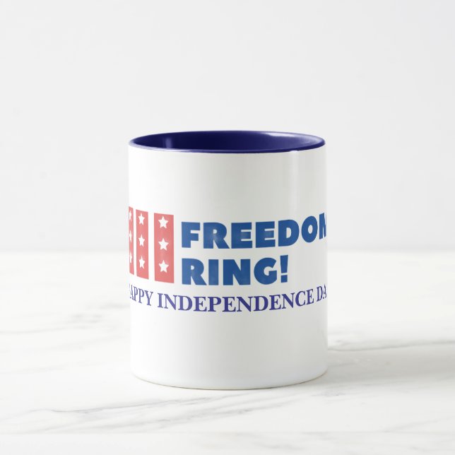 "Let Freedom Ring" Stars Patriotic Custom  Mug (Center)