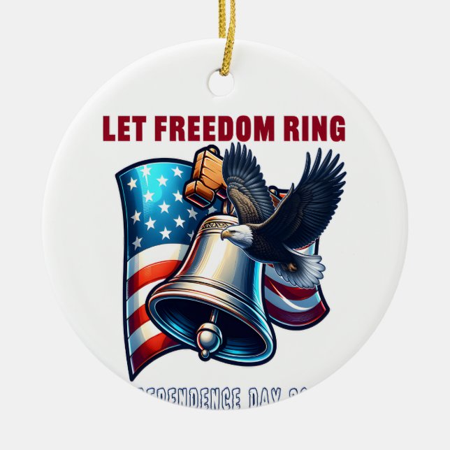 Let Freedom Ring Trending Quote Ceramic Tree Decoration (Front)
