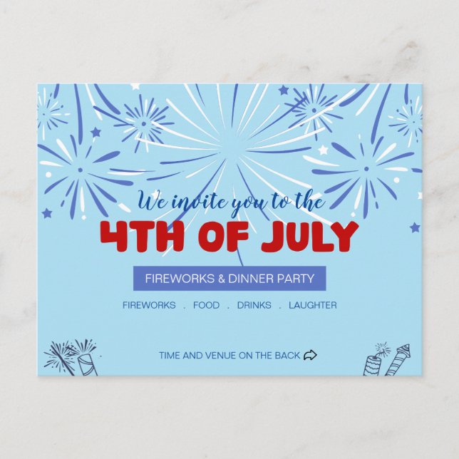 Let Freedom Sparkle! - 4th of July Invitation Postcard (Front)