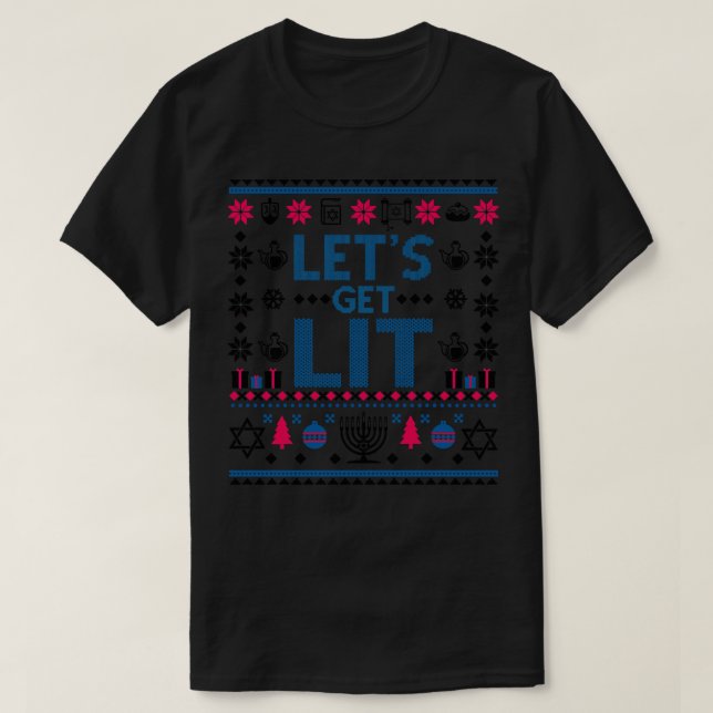 Let Get Lit Hanukkah Sweater (Design Front)