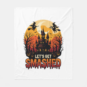 Let Get Smashed Halloween Haunted Castle Witches P Fleece Blanket