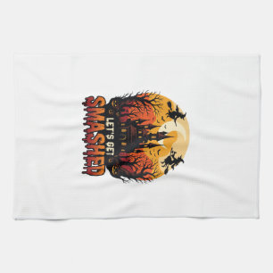 Let Get Smashed Halloween Haunted Castle Witches P Tea Towel