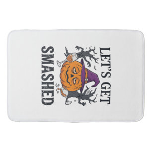 Let Get Smashed Halloween Pumpkin Witch Hat Wine G Bath Mat