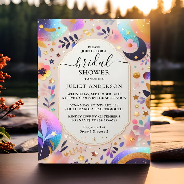 Let Glam Bright Pastel Ombre Glitter Bridal Shower Invitation (Creator Uploaded)