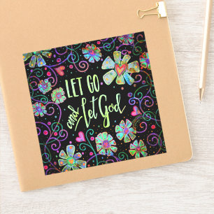 Let Go and Let God Black Floral Pretty Inspirivity