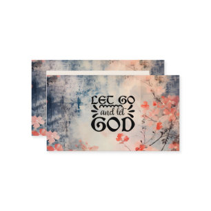 Let Go and Let God Coral Blue Floral Art Christian Business Card