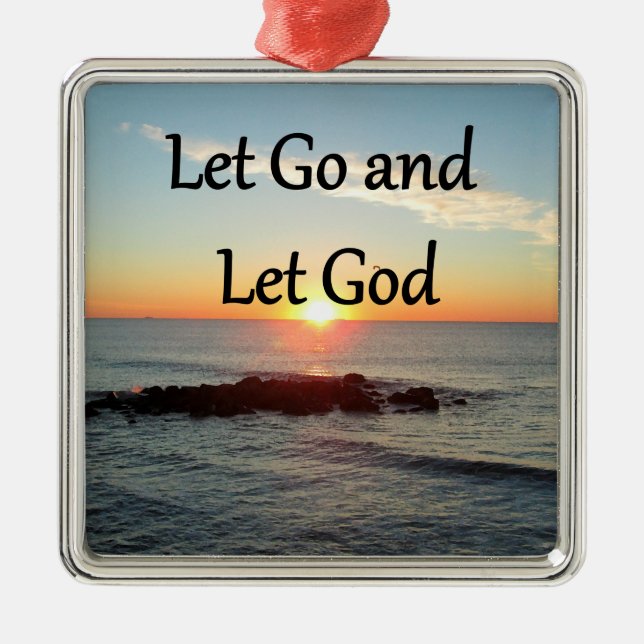 LET GO AND LET GOD SUNRISE PHOTO METAL TREE DECORATION (Front)