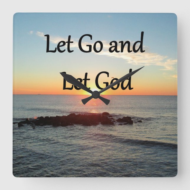 LET GO AND LET GONE SUNRISE DESIGN SQUARE WALL CLOCK (Front)