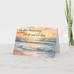 Let Go Let God Recovery Anniversary Ocean Sunset Card