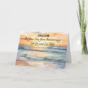 Let Go Let God Recovery One Year Anniversary Ocean Card
