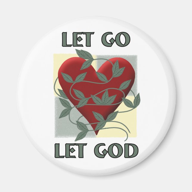 Let Go Let God Recovery Slogan Quote Red Heart Magnet (Front)