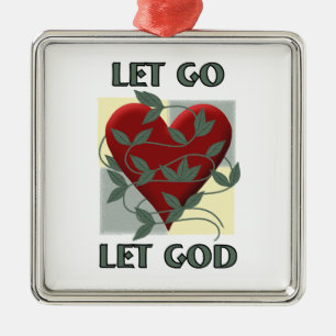 Let Go Let God Recovery Slogan Quote Red Heart Metal Tree Decoration