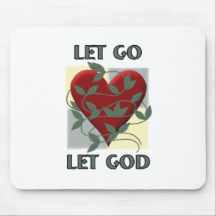 Let Go Let God Recovery Slogan Quote Red Heart Mouse Mat