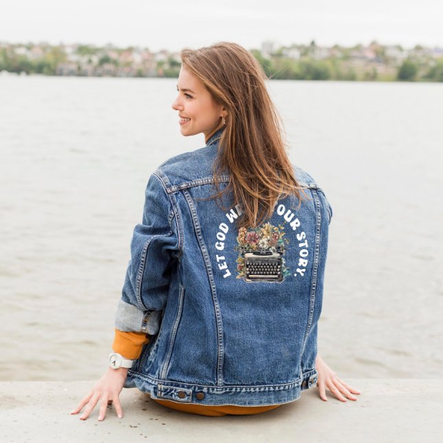 Let God write your story Watercolor Denim Jacket (Let God write your story Watercolor Denim Jacket)