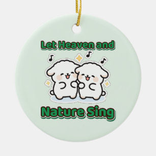 Let Heaven and Nature Sing Christmas Lambs Ceramic Tree Decoration