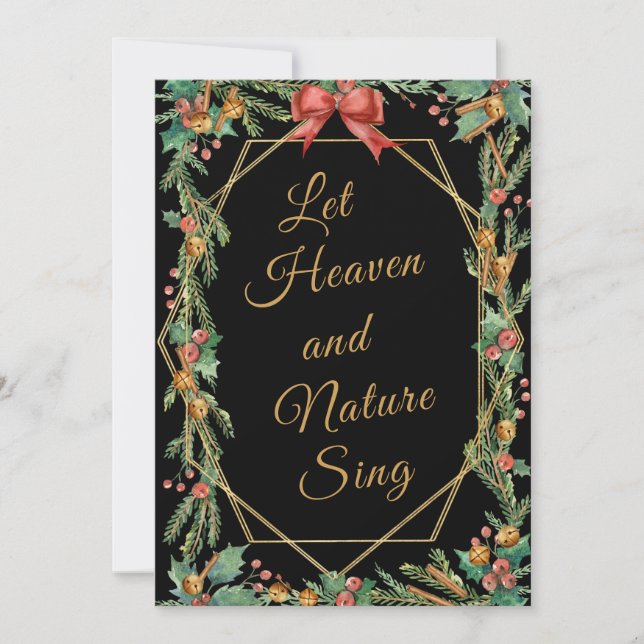 Let Heaven And Nature Sing - Gold Frame - Nature Holiday Card (Front)