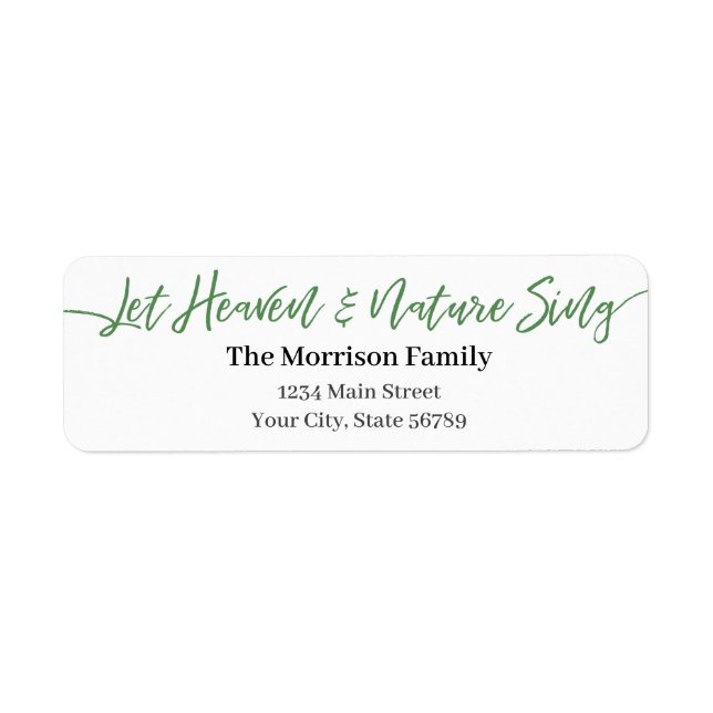 Let Heaven & Nature Sing green script (Front)