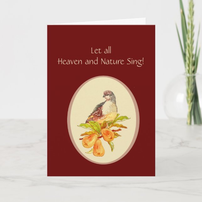 Let Heaven & Nature Sing Partridge Pear Tree Holiday Card (Front)